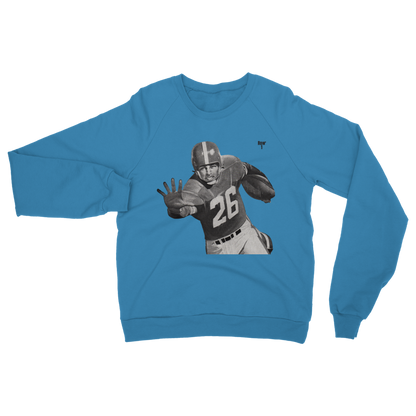 blue sweatshirt with row 1 football player art