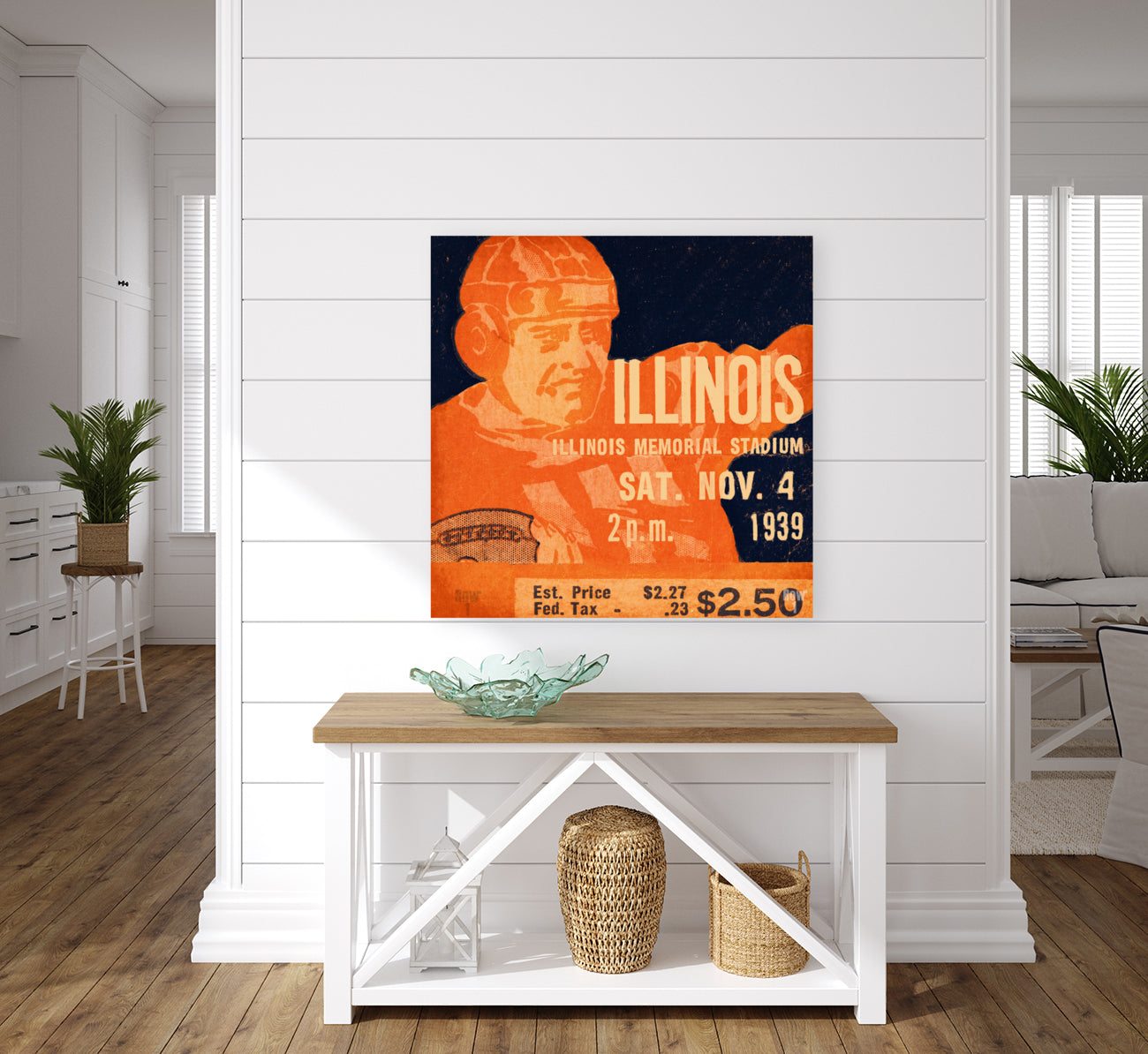 1939 Illinois Football Ticket Remix Art