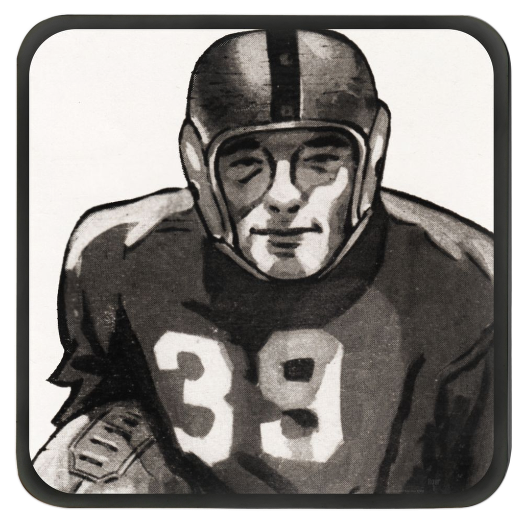 drawing of a vintage american football player drink coaster set