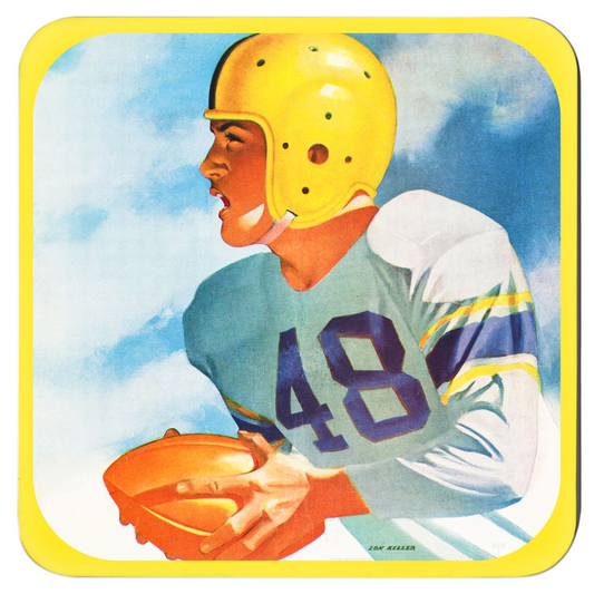1948 Vintage Lon Keller Football Art Coasters