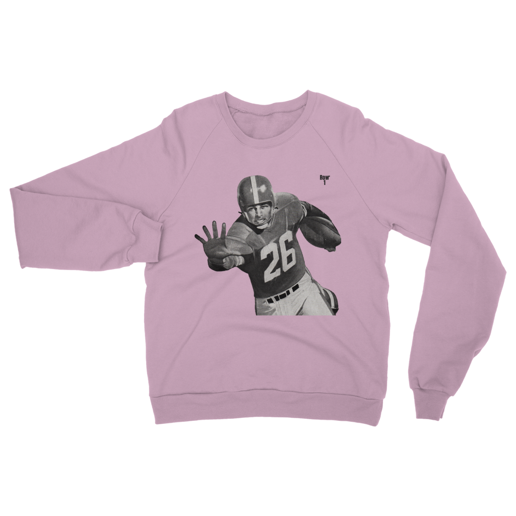 pink sweatshirt with football player