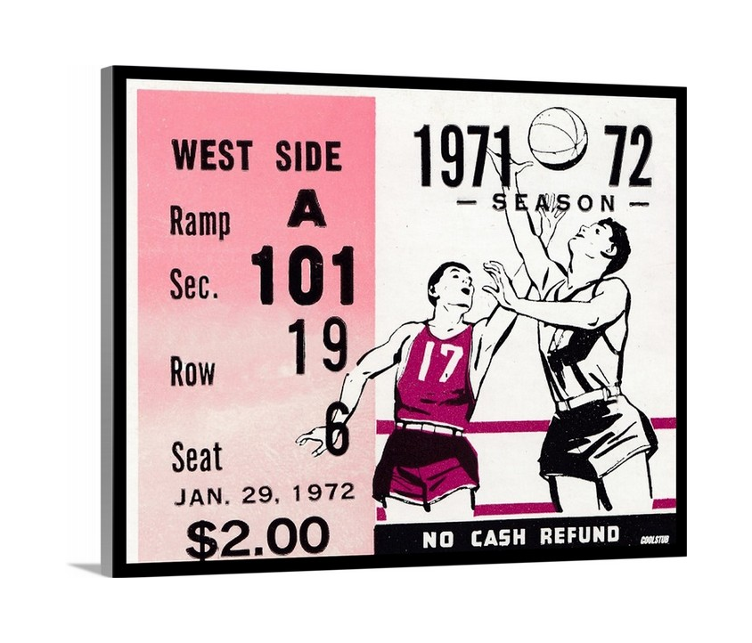 1972 Basketball Ticket Stub Premium Canvas