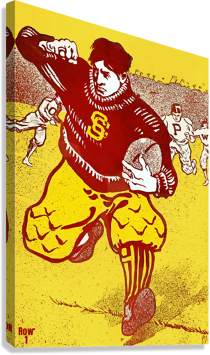 Giclée Stretched Canvas Print with Early 1900s USC Trojans Football Player Art