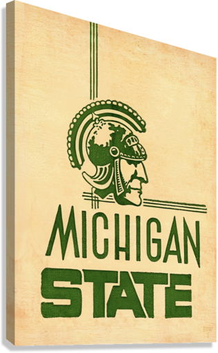 Giclée Stretched Canvas Print with Michigan State Spartans Vintage Art