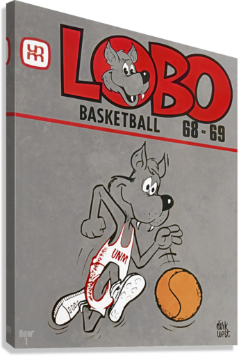 New Mexico Lobos Basketball Cartoon Giclée Stretched Canvas Print