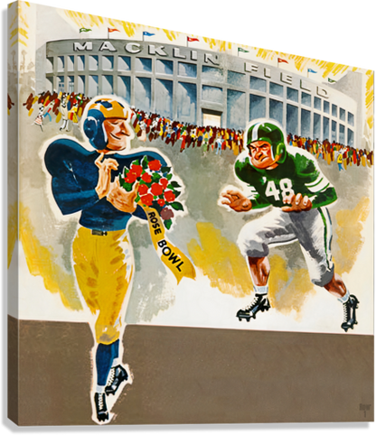 Vintage Michigan State Spartans vs. Michigan Wolverines FootballGiclée Stretched Canvas Print