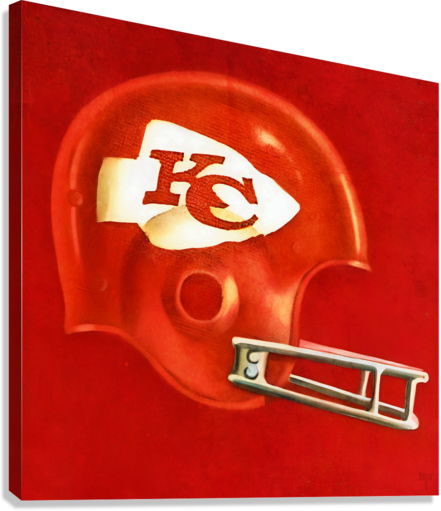 Kansas City Chiefs Football Helmet Art Giclée Stretched Canvas Print