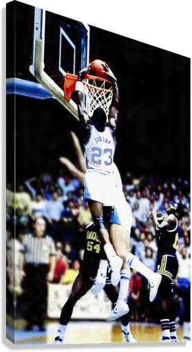 Giclée Stretched Canvas Print of Michael Jordan Dunking for North Carolina