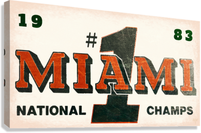 Miami Hurricanes Football Giclée Stretched Canvas Print