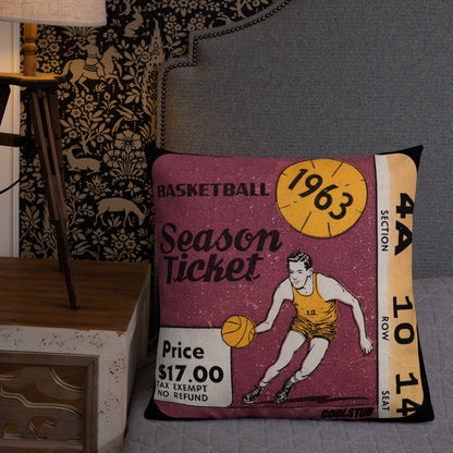 1963 Basketball Season Ticket Stub Premium Pillow