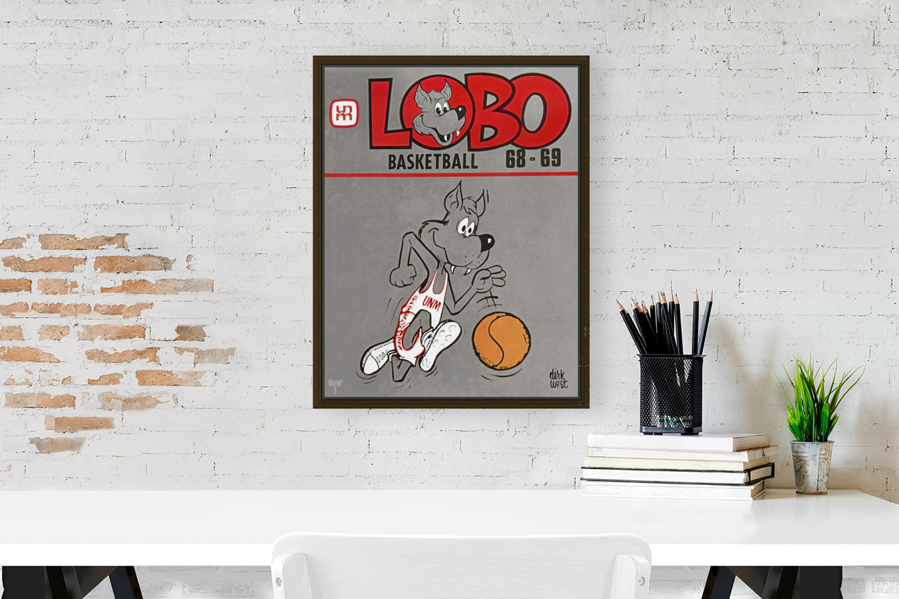 1968 New Mexico Lobos Basketball Cartoon Art by Dirk West