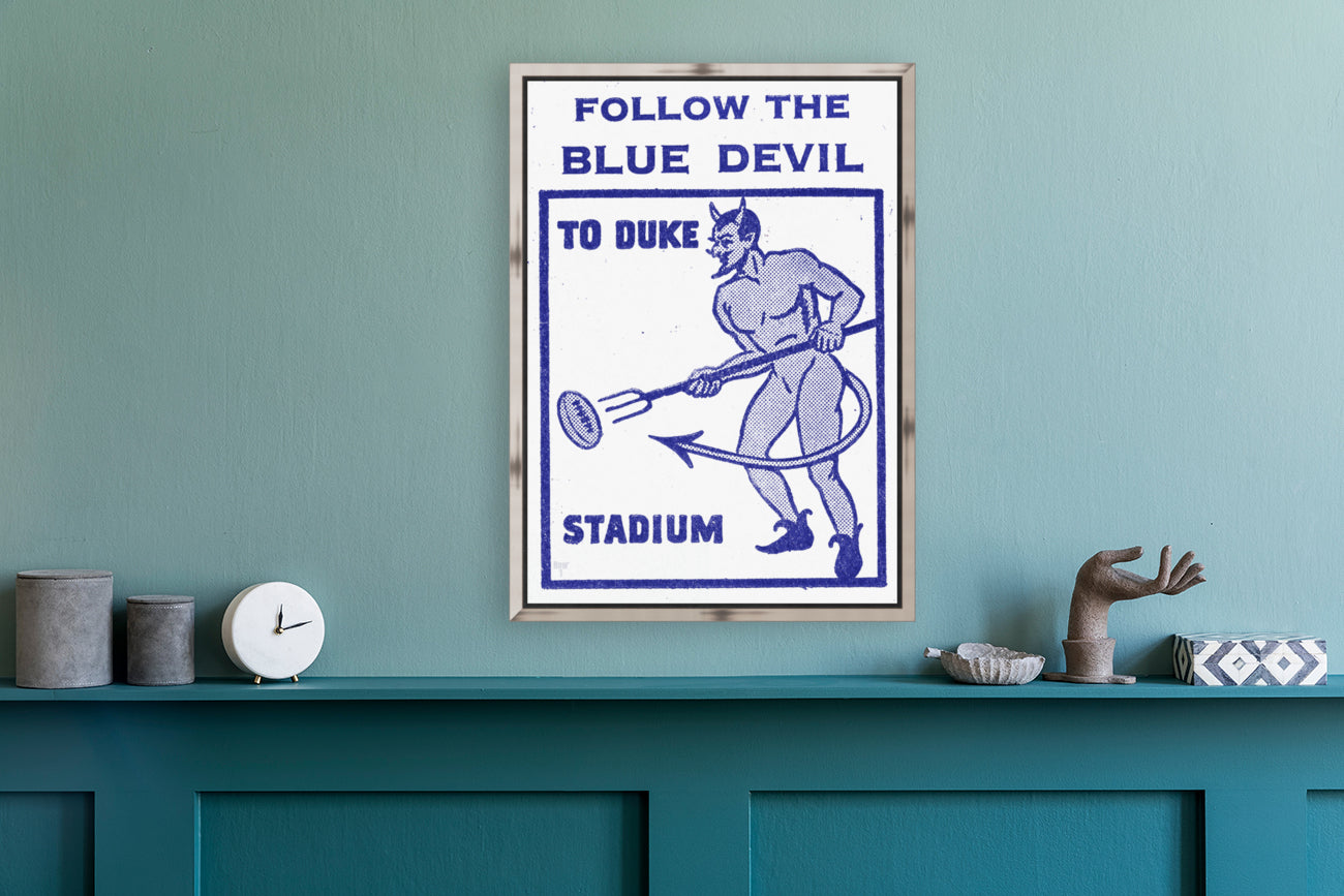 Vintage Duke Blue Devil Football Art
