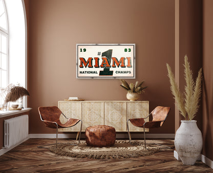 1983 Miami Hurricanes National Champs Football Art