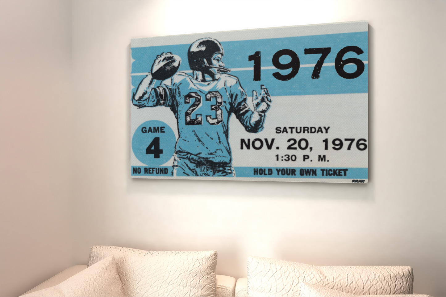 1976 Football Ticket Stub Canvas Art