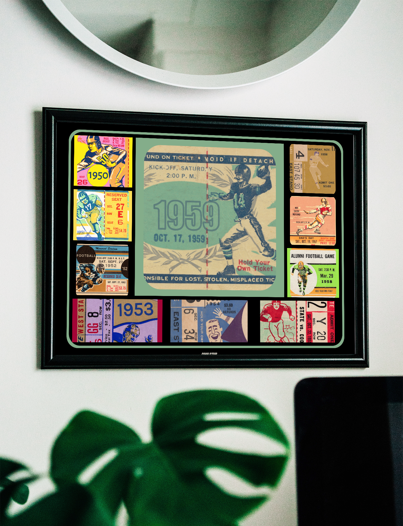 1950's Football Ticket Collage Premium Canvas